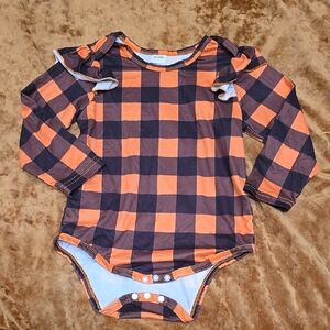 Orange and Black Checkered Kids One Piece